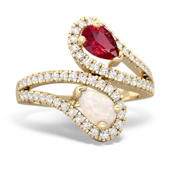 Lab Ruby Diamond Dazzler 14K Yellow Gold ring R3000