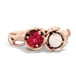 Lab Ruby Rose Garden 14K Rose Gold ring R5510