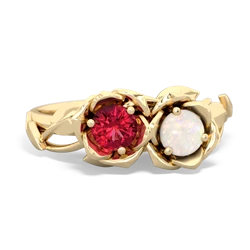 Lab Ruby Rose Garden 14K Yellow Gold ring R5510