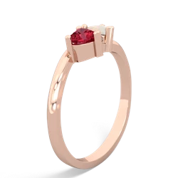 Lab Ruby Sweethearts 14K Rose Gold ring R5260