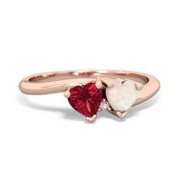 Lab Ruby Sweethearts 14K Rose Gold ring R5260