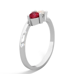 Lab Ruby Sweethearts 14K White Gold ring R5260