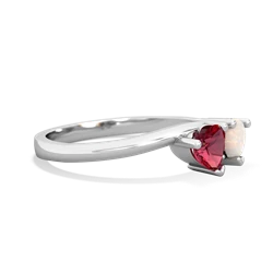 Lab Ruby Sweethearts 14K White Gold ring R5260