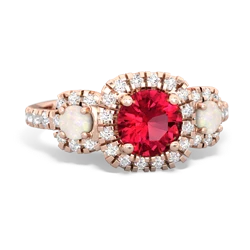 Lab Ruby Regal Halo 14K Rose Gold ring R5350