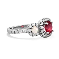 Lab Ruby Regal Halo 14K White Gold ring R5350