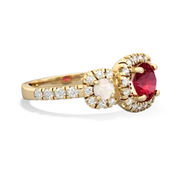 Lab Ruby Regal Halo 14K Yellow Gold ring R5350