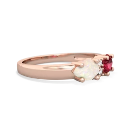 Lab Ruby Pear Bowtie 14K Rose Gold ring R0865