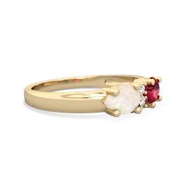 Lab Ruby Pear Bowtie 14K Yellow Gold ring R0865