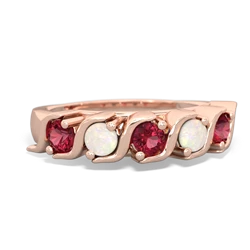 Lab Ruby Anniversary Band 14K Rose Gold ring R2089