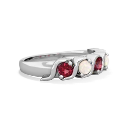 Lab Ruby Anniversary Band 14K White Gold ring R2089