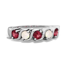 Lab Ruby Anniversary Band 14K White Gold ring R2089