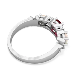 Lab Ruby Hugs And Kisses 14K White Gold ring R5016