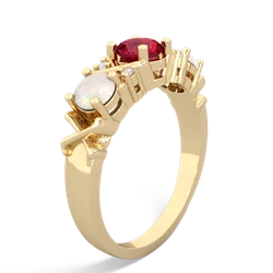 Lab Ruby Hugs And Kisses 14K Yellow Gold ring R5016