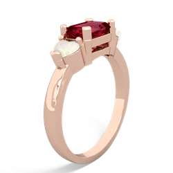 Lab Ruby Three Stone 14K Rose Gold ring R5235