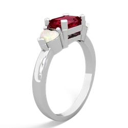 Lab Ruby Three Stone 14K White Gold ring R5235