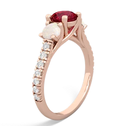 Lab Ruby Pave Trellis 14K Rose Gold ring R5500