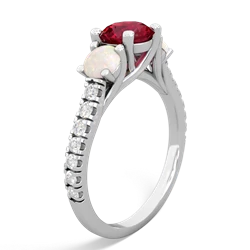 Lab Ruby Pave Trellis 14K White Gold ring R5500