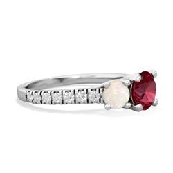 Lab Ruby Pave Trellis 14K White Gold ring R5500