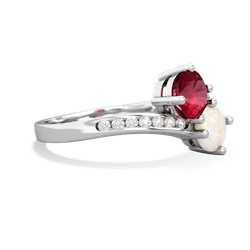 Lab Ruby Channel Set Two Stone 14K White Gold ring R5303