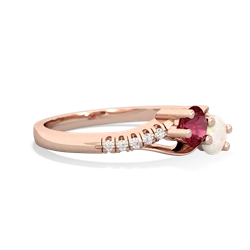 Lab Ruby Infinity Pave Two Stone 14K Rose Gold ring R5285