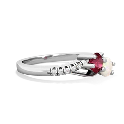 Lab Ruby Infinity Pave Two Stone 14K White Gold ring R5285