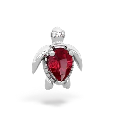 Lab Ruby Baby Sea Turtle 14K White Gold pendant P5241