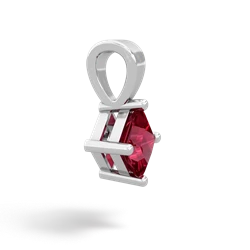 Lab Ruby 5Mm Princess Solitaire 14K White Gold pendant P1789