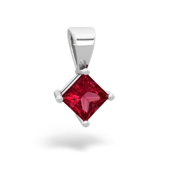 Lab Ruby 5Mm Princess Solitaire 14K White Gold pendant P1789