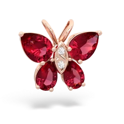 Lab Ruby Butterfly 14K Rose Gold pendant P2215