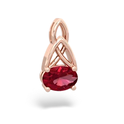 Lab Ruby Celtic Trinity Knot 14K Rose Gold pendant P2389