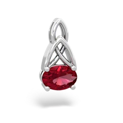 Lab Ruby Celtic Trinity Knot 14K White Gold pendant P2389