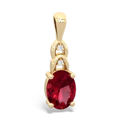 Lab Ruby Links 14K Yellow Gold pendant P4032