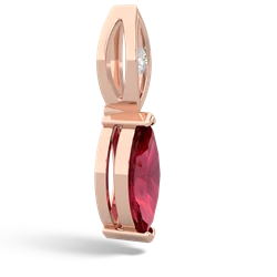 Lab Ruby Marquise Drop 14K Rose Gold pendant P5333