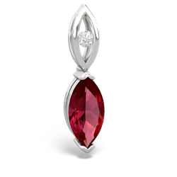 Lab Ruby Marquise Drop 14K White Gold pendant P5333