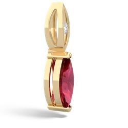 Lab Ruby Marquise Drop 14K Yellow Gold pendant P5333