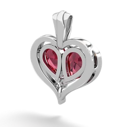 Lab Ruby Two Become One 14K White Gold pendant P5330