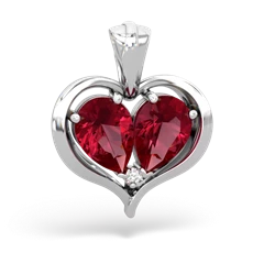 Lab Ruby Two Become One 14K White Gold pendant P5330