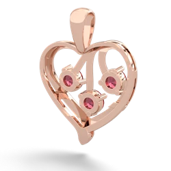 Lab Ruby Glowing Heart 14K Rose Gold pendant P2233