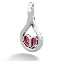 Lab Ruby Pave Twist 'One Heart' 14K White Gold pendant P5360
