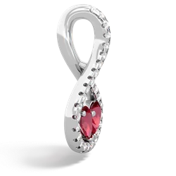 Lab Ruby Pave Twist 'One Heart' 14K White Gold pendant P5360