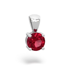 Lab Ruby 6Mm Round Solitaire 14K White Gold pendant P1786