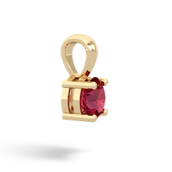 Lab Ruby 6Mm Round Solitaire 14K Yellow Gold pendant P1786