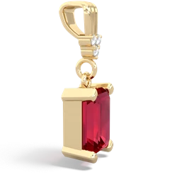 Lab Ruby Art Deco Dangle 14K Yellow Gold pendant P1937
