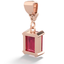 Lab Ruby Art Deco Dangle 14K Rose Gold pendant P1937