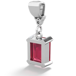 Lab Ruby Art Deco Dangle 14K White Gold pendant P1937