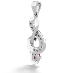 Lab Ruby G-Clef Music 14K White Gold pendant P5830