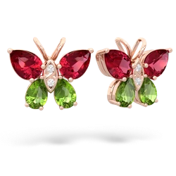 Lab Ruby Butterfly 14K Rose Gold earrings E2215