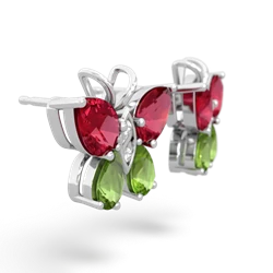 Lab Ruby Butterfly 14K White Gold earrings E2215