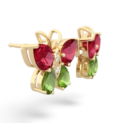 Lab Ruby Butterfly 14K Yellow Gold earrings E2215