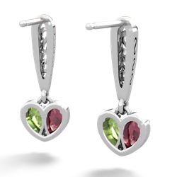 Lab Ruby Filligree Heart 14K White Gold earrings E5070